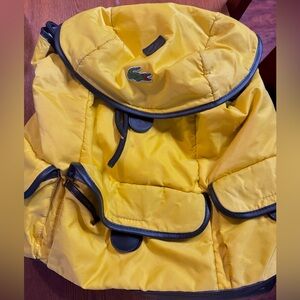 Lacoste Yellow Black Backpack Y2K Soft Cotton Lining